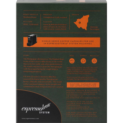 Vittoria Espressotoria Maragogype Coffee Capsules 12 Pack