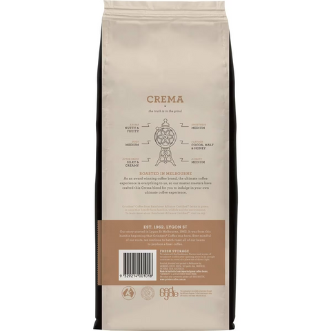 Grinders Rainforest Alliance Certified Coffee Beans Crema 1kg