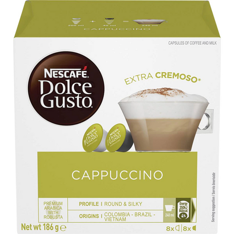 Nescafe Dolce Gusto Cappuccino Coffee Pods 16 Pack