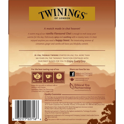 Twinings Chai Vanilla Tea Bags 80 Pack