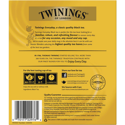 Twinings Every Day Black Tea Bags 100 Pack