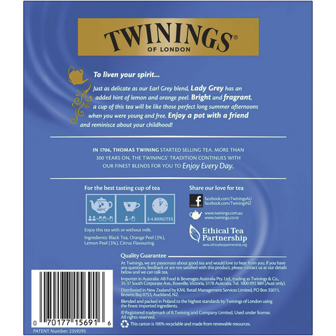 Twinings Lady Grey Tea Bags 100 Pack