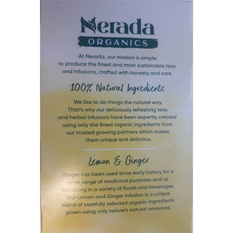 Nerada Organic Lemon & Ginger Tea Bags 40 Pack