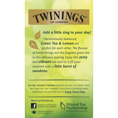 Twinings Green Tea & Lemon Tea Bags 50 Pack