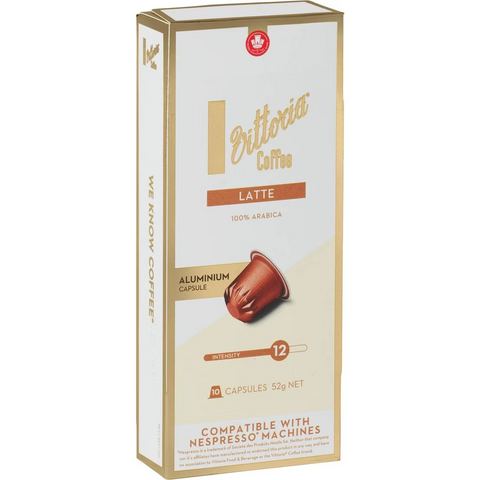 Vittoria Latte Nespresso Compatible Coffee Capsules Pack 10