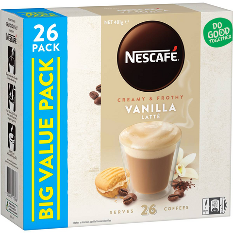 Nescafe Vanilla Latte Coffee Sachets 26 Pack