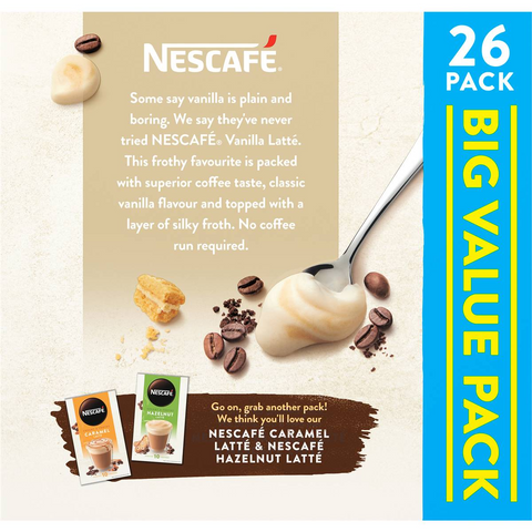 Nescafe Vanilla Latte Coffee Sachets 26 Pack