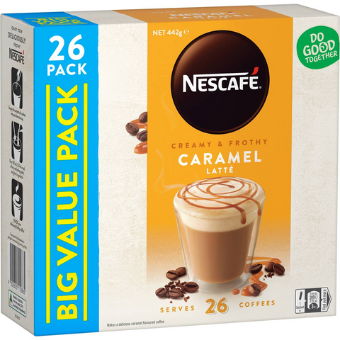 Nescafe Caramel Latte Coffee Sachets 26 Pack