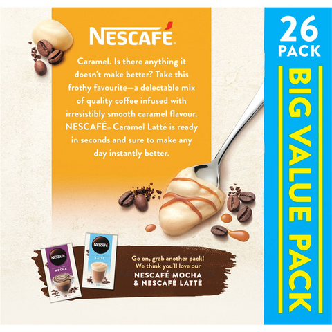 Nescafe Caramel Latte Coffee Sachets 26 Pack