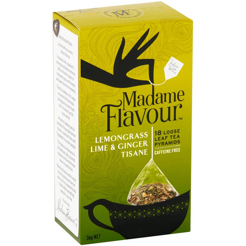 Madame Flavour Lemongrass Lime & Ginger Tea Pods 18 Pack