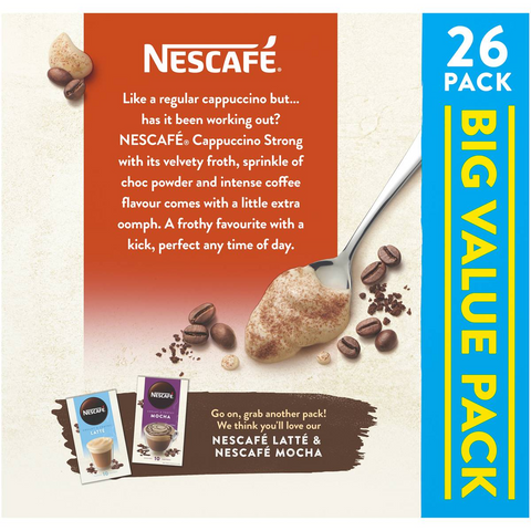 Nescafe Strong Cappuccino Coffee Sachets 26 Pack