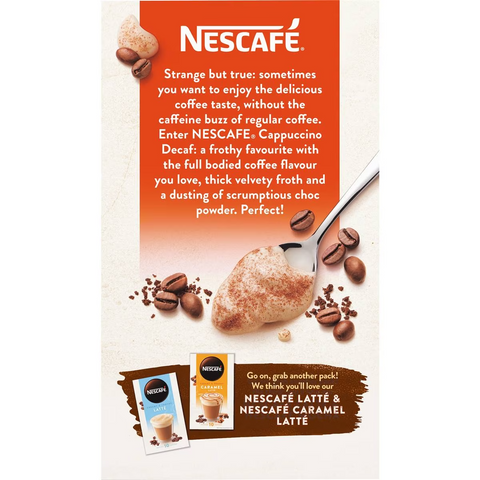 Nescafe Decaf Cappuccino Coffee Sachets 10 Pack