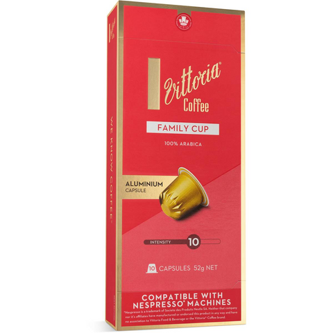 Vittoria Family Cup Nespresso Compatible Coffee Capsules Pack 10