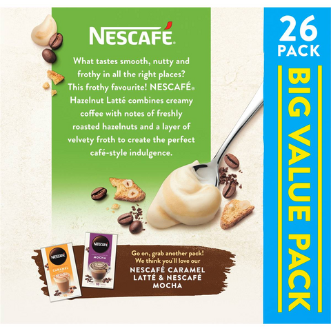 Nescafe Hazelnut Latte Coffee Sachets 26 Pack