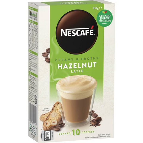 Nescafe Hazelnut Latte Coffee Sachets 10 Pack