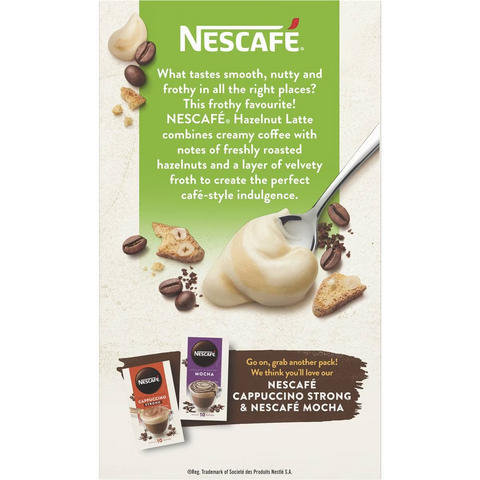 Nescafe Hazelnut Latte Coffee Sachets 10 Pack