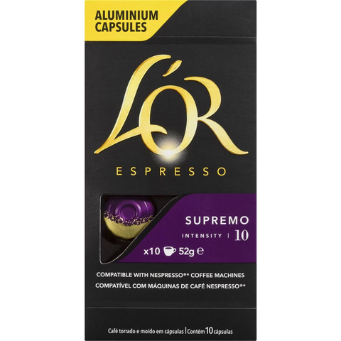 L'or Espresso Supremo Intensity 10 Coffee Capsules 10 Pack