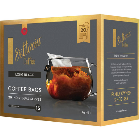 Vittoria Coffee Bags Long Black 20 Pack