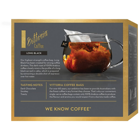 Vittoria Coffee Bags Long Black 20 Pack