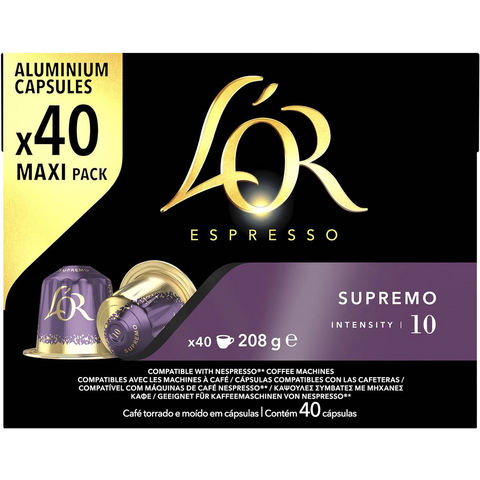 L'or Espresso Supremo Intensity 10 Coffee Capsules 40 Pack