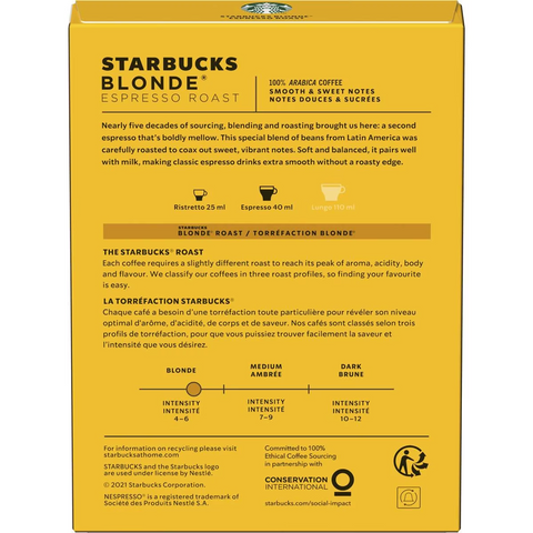 Starbucks By Nespresso Blonde Espresso Roast Coffee Pods Capsules 36 Pack