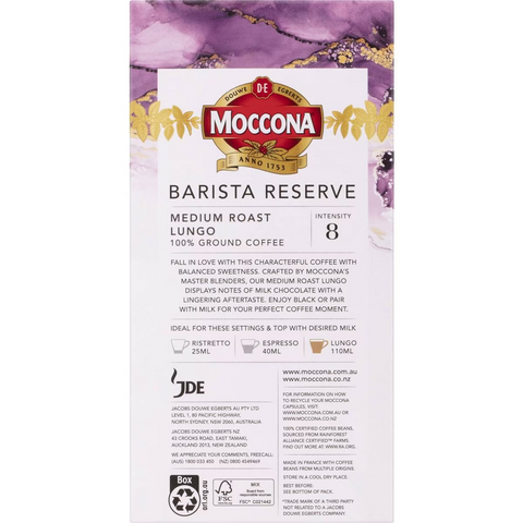 Moccona Barista Reserve Coffee Capsules Long Black 8 10 Pack