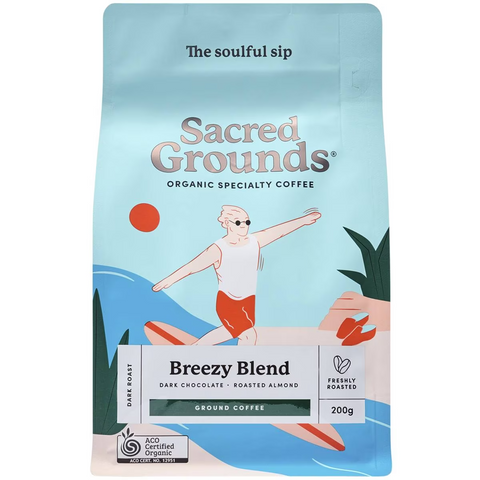 Sacred Grounds Breezy Blend Ground Coffee 200g