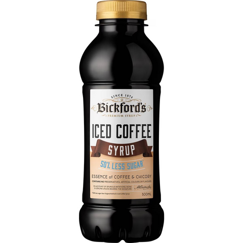 Bickford's Iced Coffee Syrup 50% Less Sugar 500ml