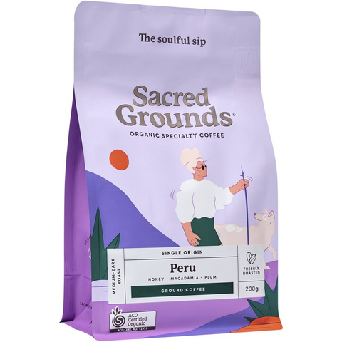 Sacred Grounds Single Origin Peru Ground Coffee 200g