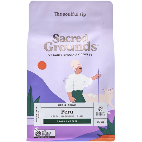 Sacred Grounds Single Origin Peru Ground Coffee 200g