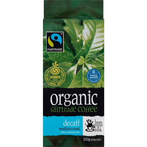 Bean Ground & Drunk Ground Coffee Organic Fairtrade Decaff 250g