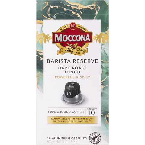 Moccona Barista Reserve Capsules Dark Roast Lungo 10 Pack