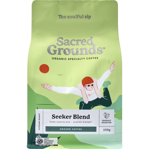 Sacred Grounds Seeker Blend Medium Roast Ground Coffee Beans 200g