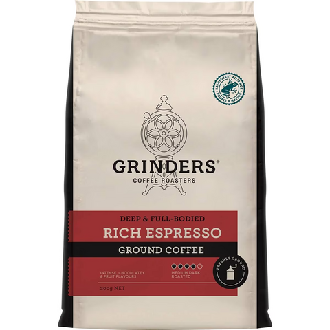 Grinders Rich Espresso Ground Rainforest Alliance Certified 200g