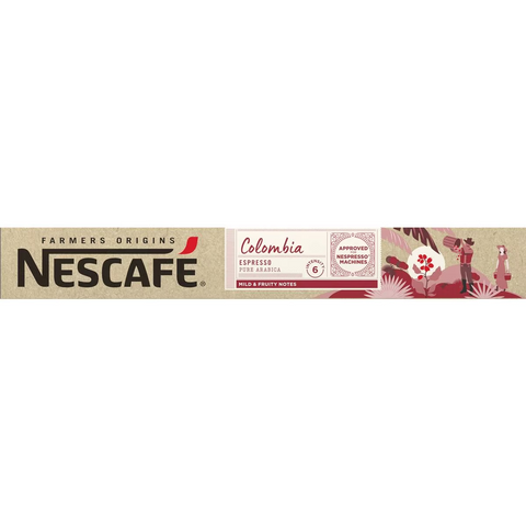 Nescafe Farmers Origins Colombia Caffeinato Nespresso Approved Coffee Pods 10 Pack