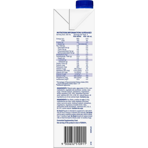 Sanitarium So Good Long Life Regular Soy Milk 1l