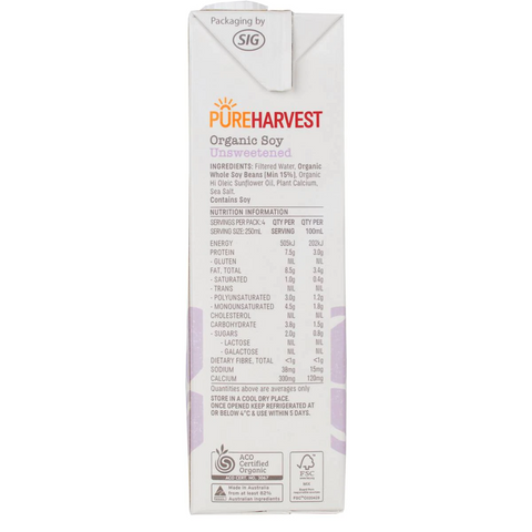 Pureharvest Organic Malt Free Soy Milk 1l