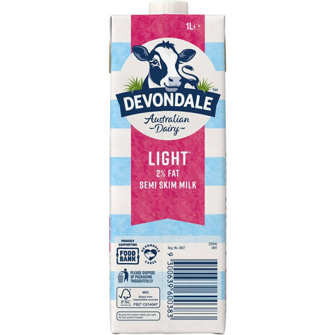 Devondale Semi Skim Long Life Milk 1l