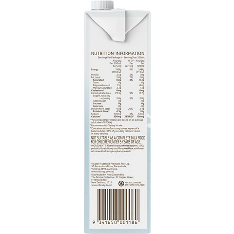 Vitasoy Prebiotic Oat Milk 1l