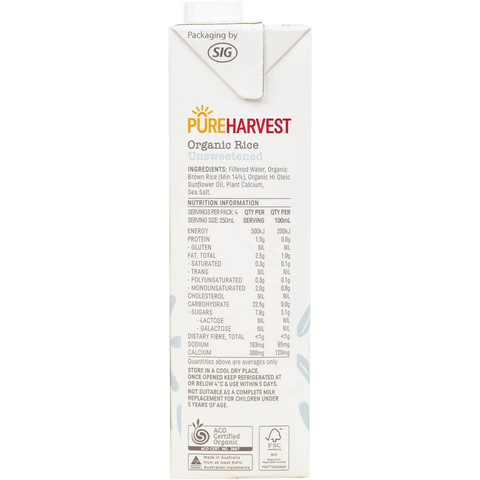 Pureharvest Organic Aussie Dream Rice Milk 1l