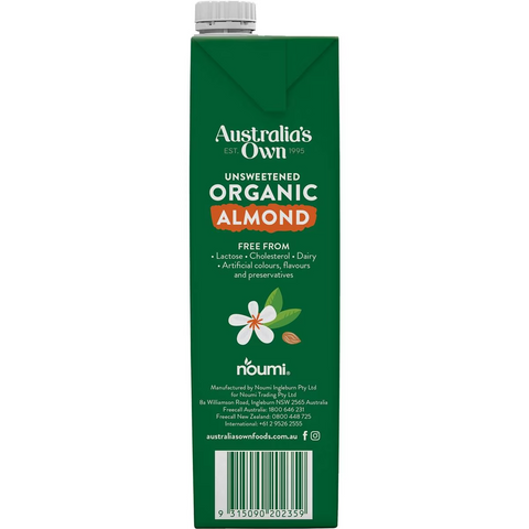 Australia's Own Unsweetened Organic Almond Milk 1l