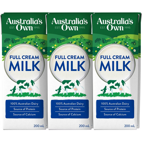 Australia's Own Full Cream Long Life Milk 200ml X6 Pack