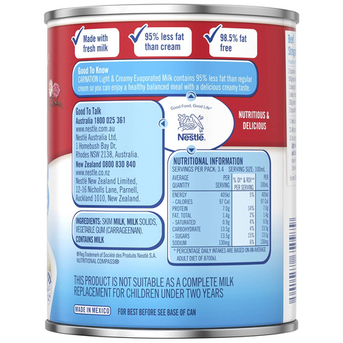 Nestle Carnation Light & Creamy Evaporated Milk 340ml