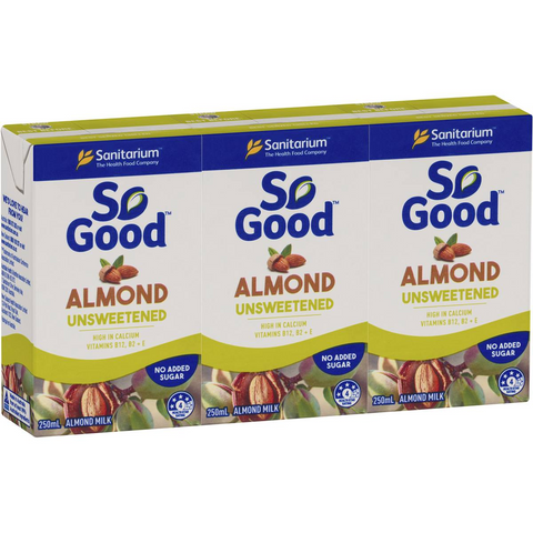 Sanitarium So Good Long Life Unsweetened Almond Milk 250ml X3 Pack