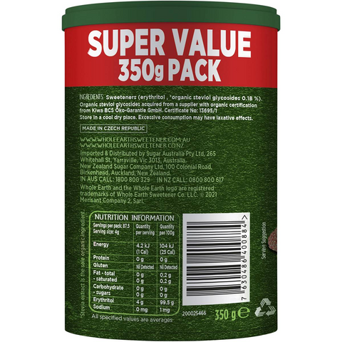 Whole Earth Stevia Sugar Replacement Super Valuepack 350g