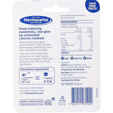 Hermesetas Mini Sweetener Tablets 800 Pack