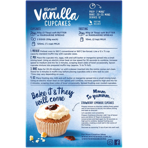 White Wings Cupcake Mix Vanilla 410g