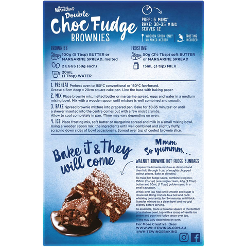 White Wings Brownie Mix Double Chocolate Fudge 560g