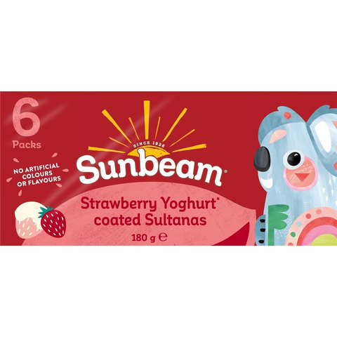 Sunbeam Strawberry Yoghurt Coated Sultanas 30g X 6 Pack