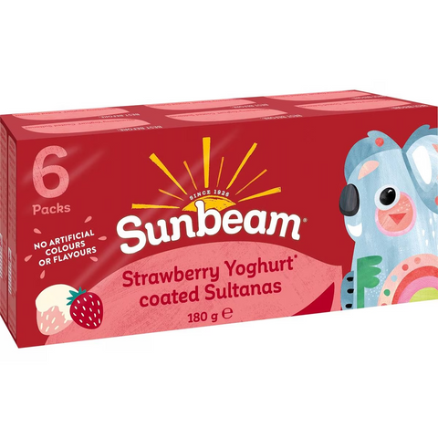 Sunbeam Strawberry Yoghurt Coated Sultanas 30g X 6 Pack